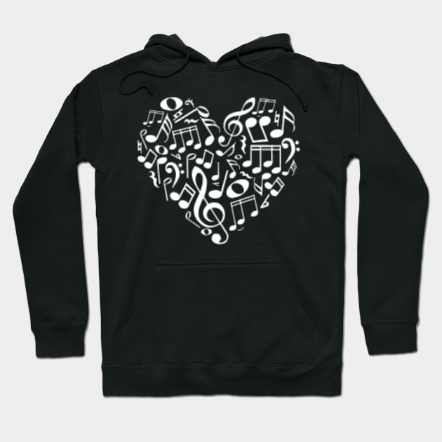 Music Lover Music Note Heart Hoodie by StacysCellar